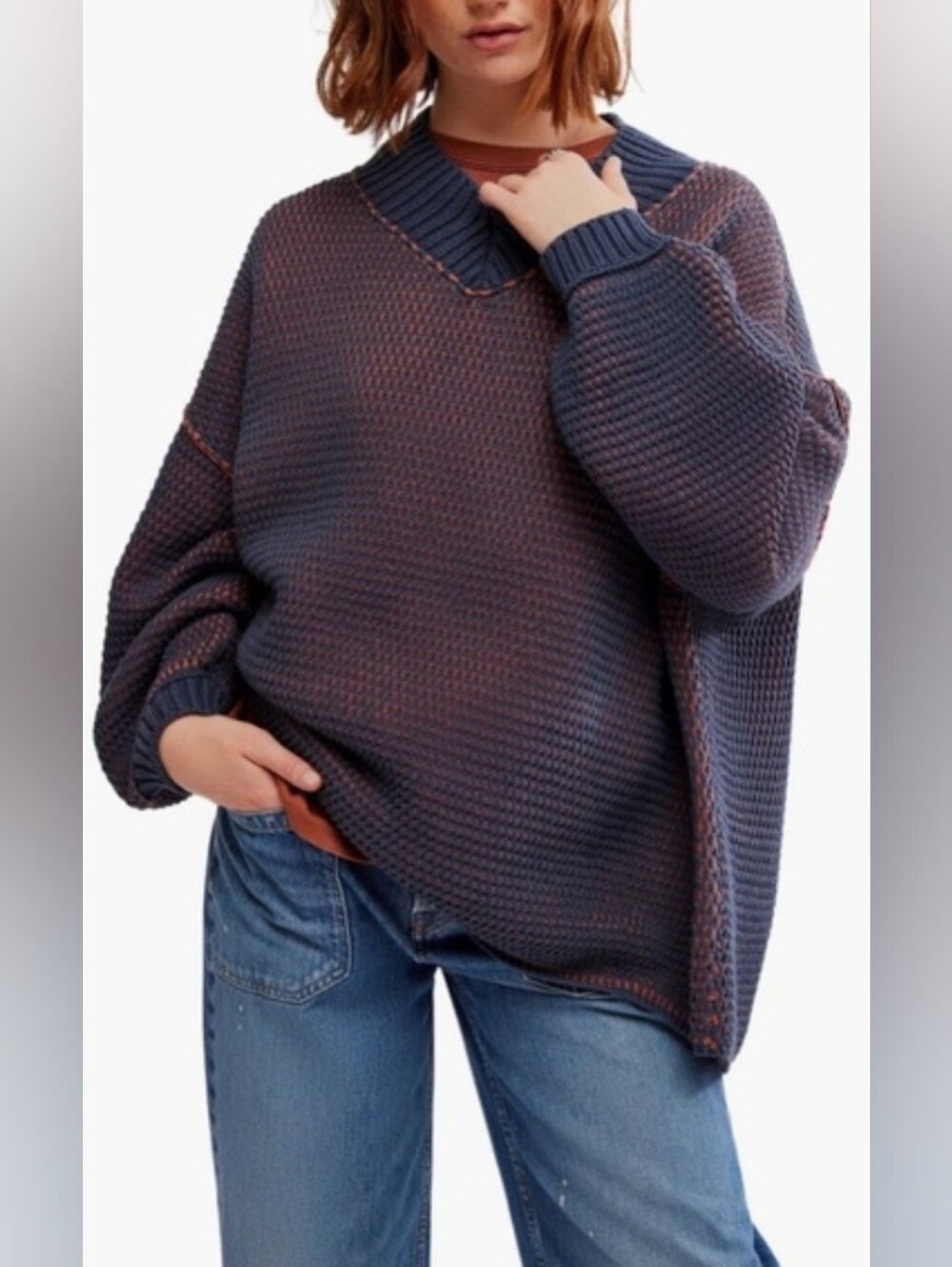Free People Maisie Oversized Slouchy Drop Shoulder Knit Size XL - Picture 2 of 13